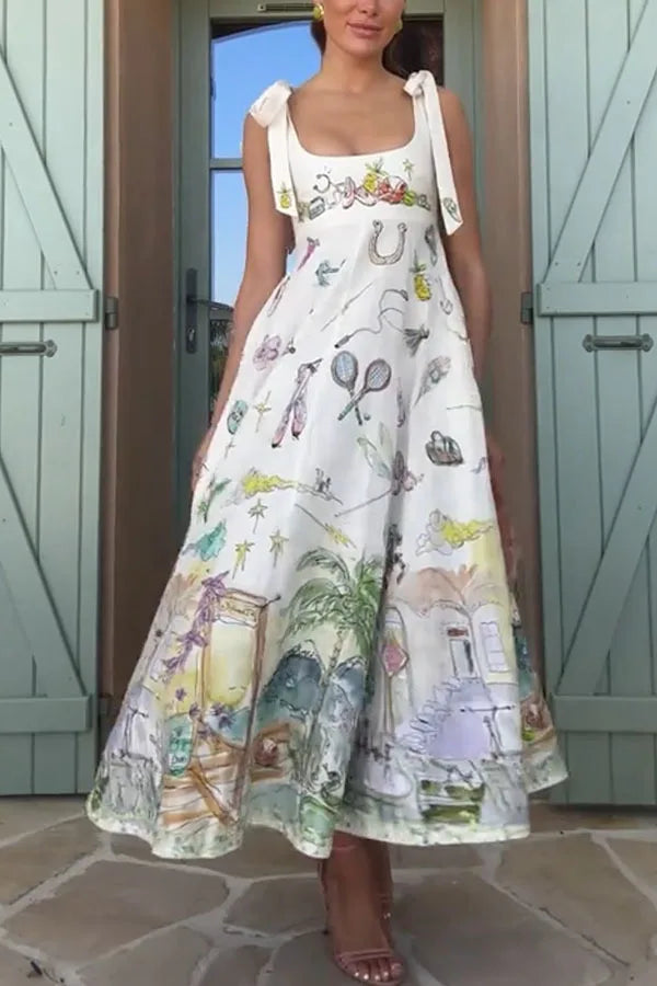 Floral Whisper Lace-Up Summer Dress
