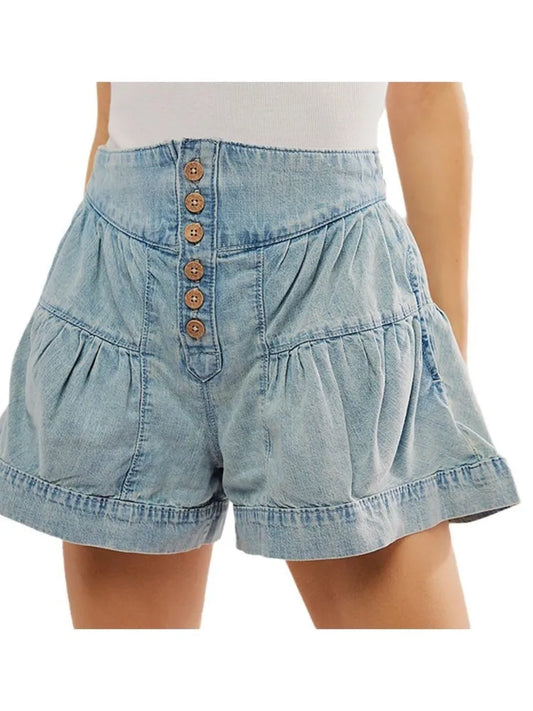 Elegant High Waist Denim Shorts