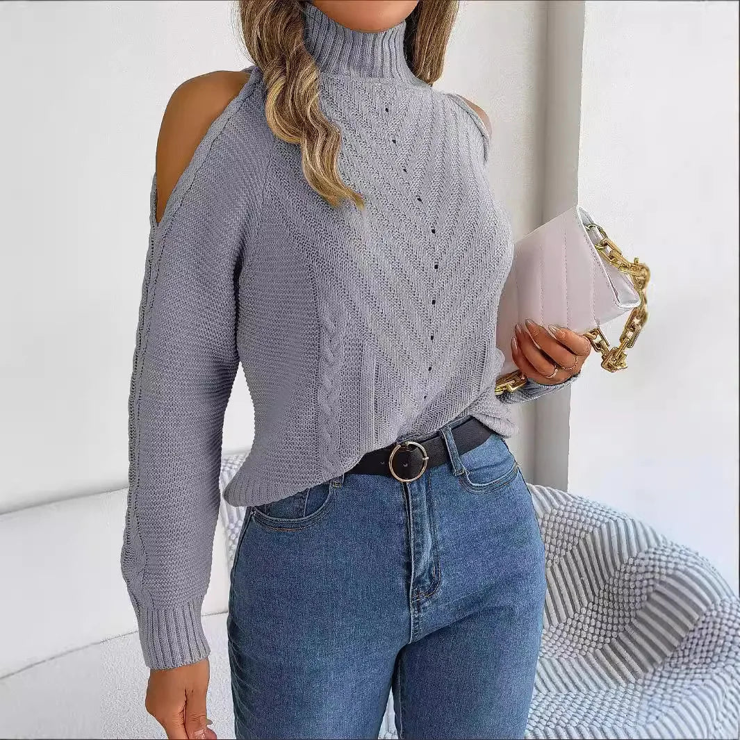 Chill Grace Turtleneck Cold Shoulder Sweater