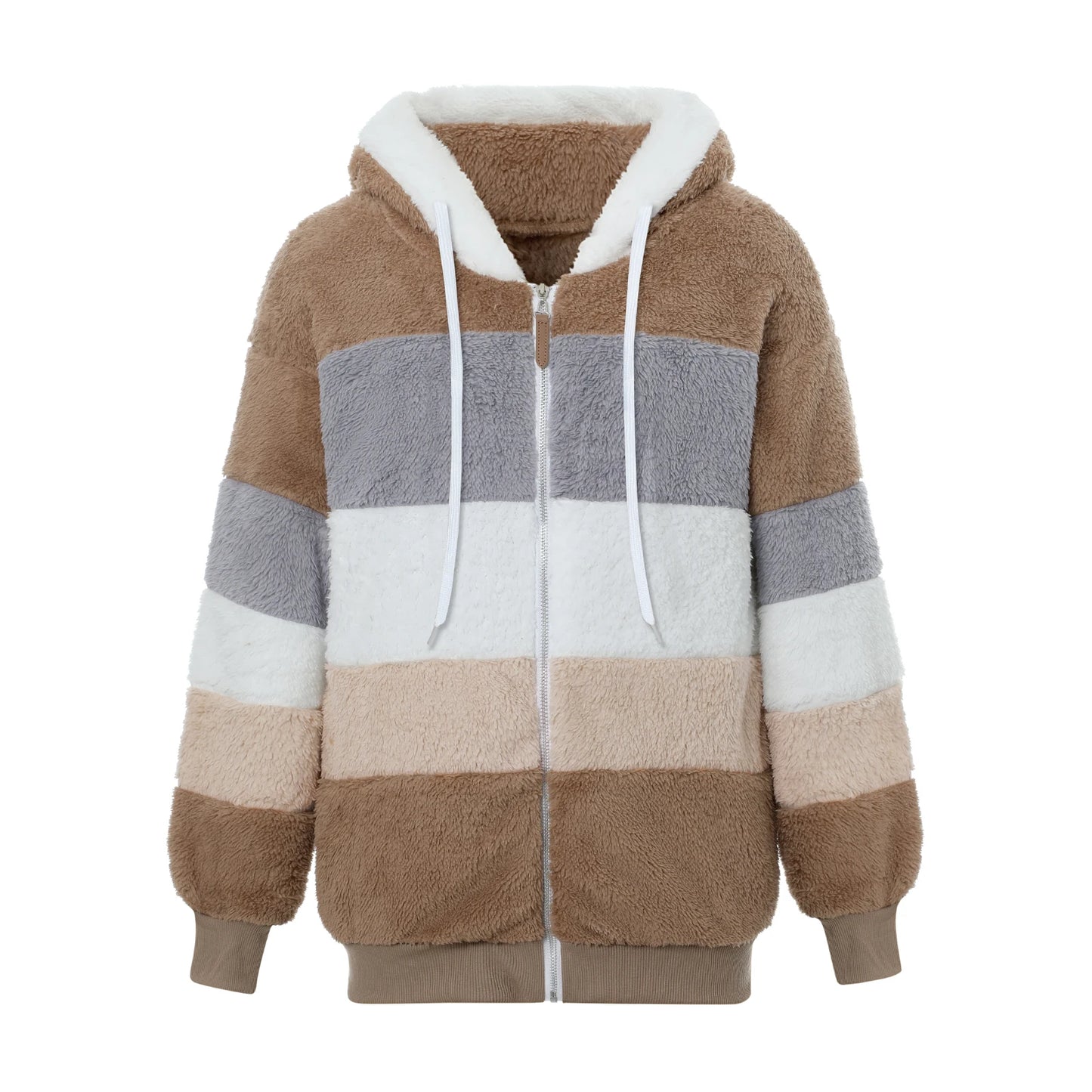 Hooded Plush Coat — Stylish Warm Zip-Up