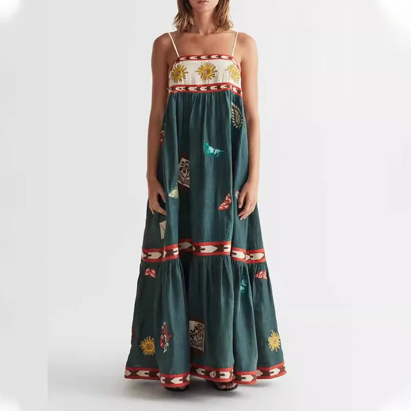 Colorful Elegance Halter Swing Dress