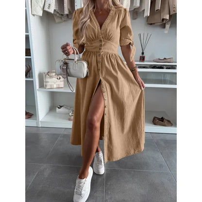 Vintage Lace-Up Denim Dress