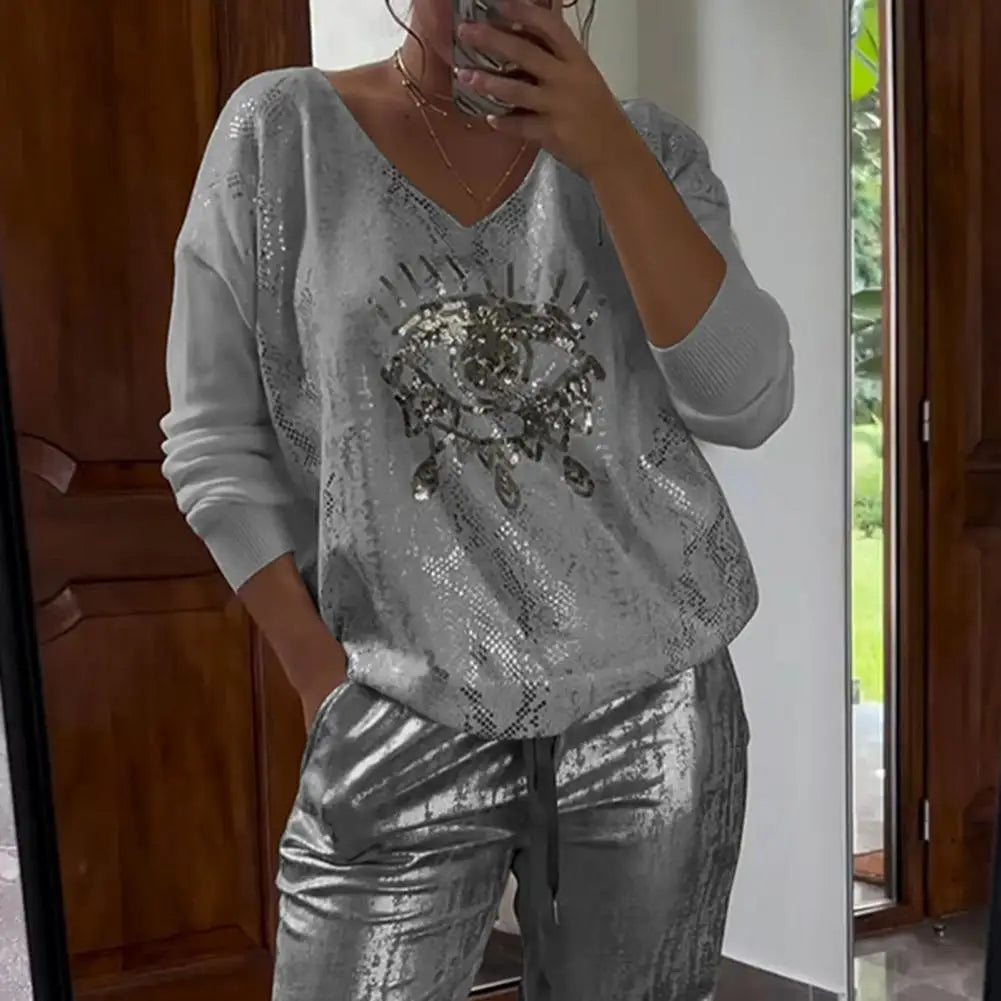 Gold Eye Print Glittery Set