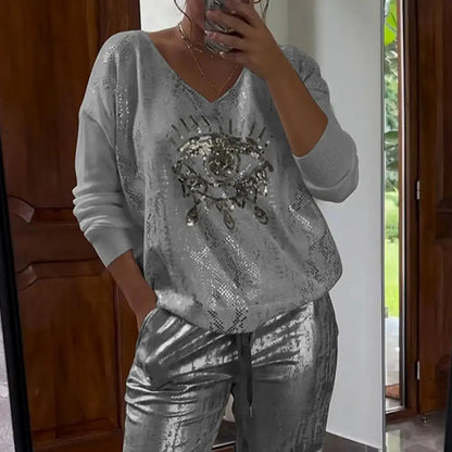 Gold Eye Print Glittery Set