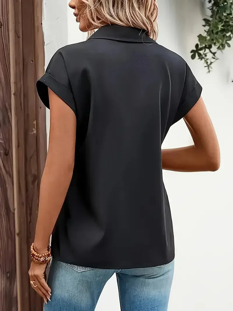 Zip Grace Plus Size Lapel Blouse