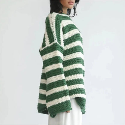 Stripe Haven Loose Knit Sweater