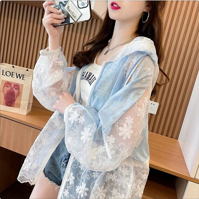 LaceBreeze Mesh Patch Hooded Jacket