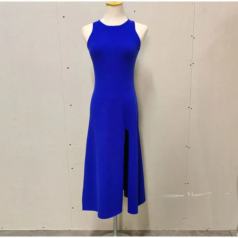SculptKnit Sleeveless Split Midi Dress