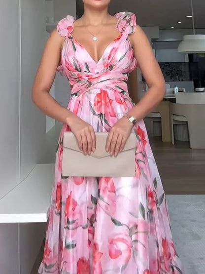 Elegant Waves Long Maxi Dress