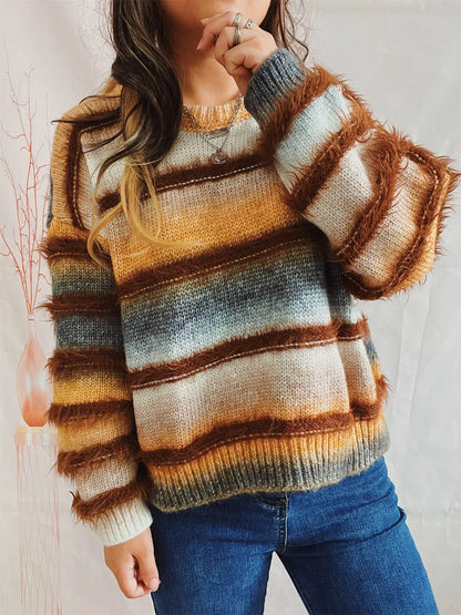 Cozy Gradient Stripe Knit Sweater