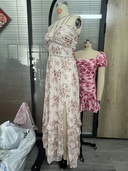 Floral Elegance Halter Maxi Dress