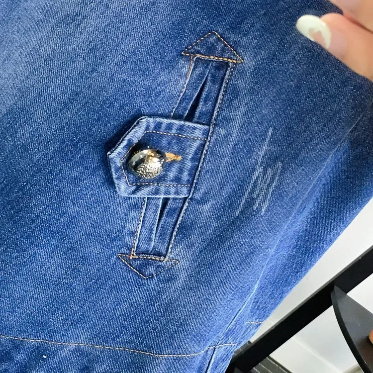 Cape Luxe Double-Breasted Denim Coat