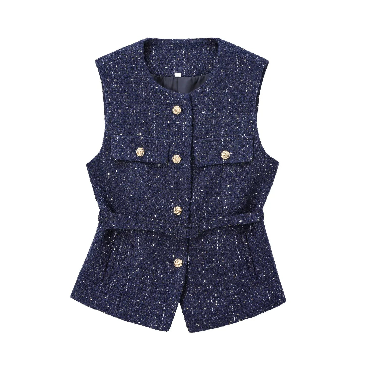 Glam Sequin Belted Vest