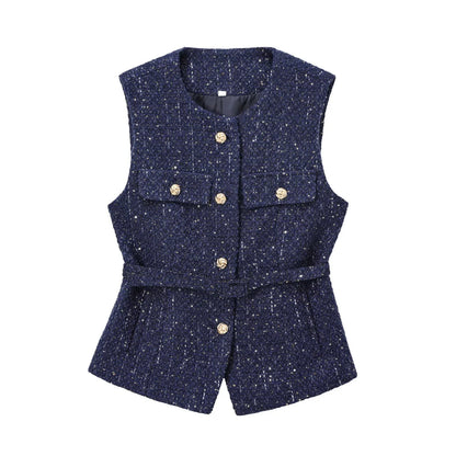 Glam Sequin Belted Vest