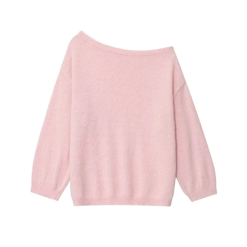 French Off-Shoulder Knit Sweater Soft, Chic & Elegant