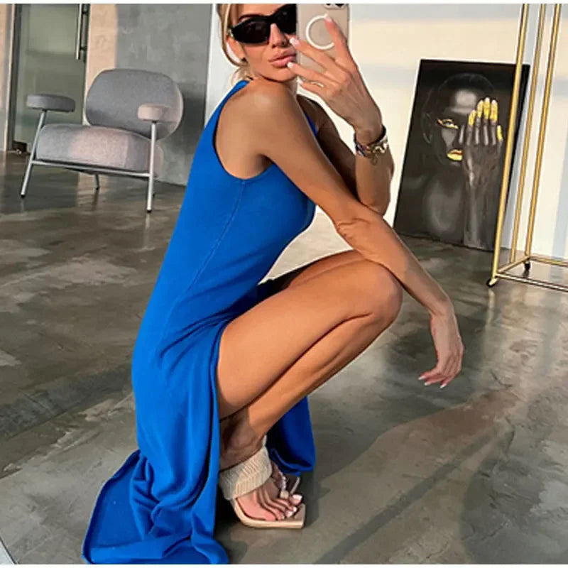 SculptKnit Sleeveless Split Midi Dress