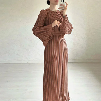 Spring Grace Pleated Belted Dress