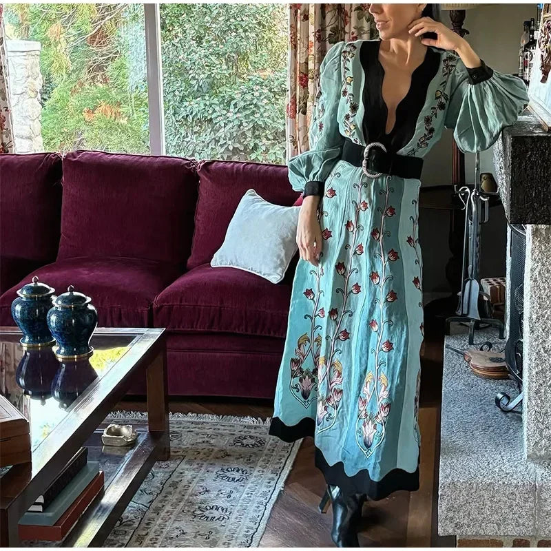 Chic Patchwork Floral Maxi Dress