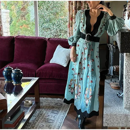 Chic Patchwork Floral Maxi Dress