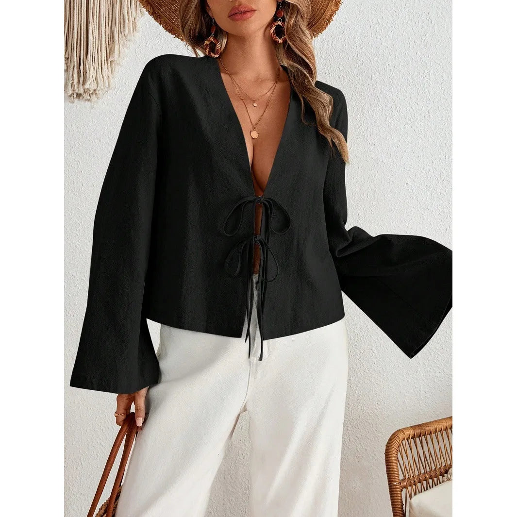 INS Style Cotton V-Neck Top