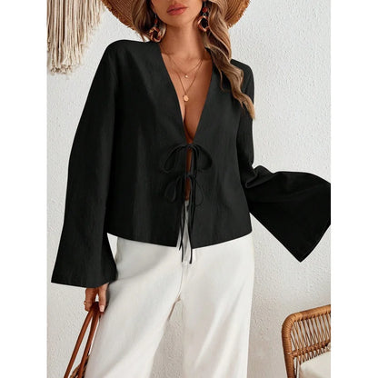 INS Style Cotton V-Neck Top