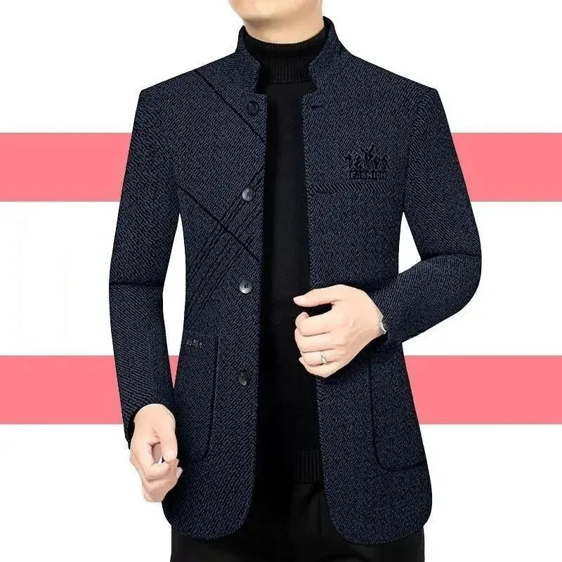 Men’s Woolen Overcoat – Casual Thickened Winter Jacket