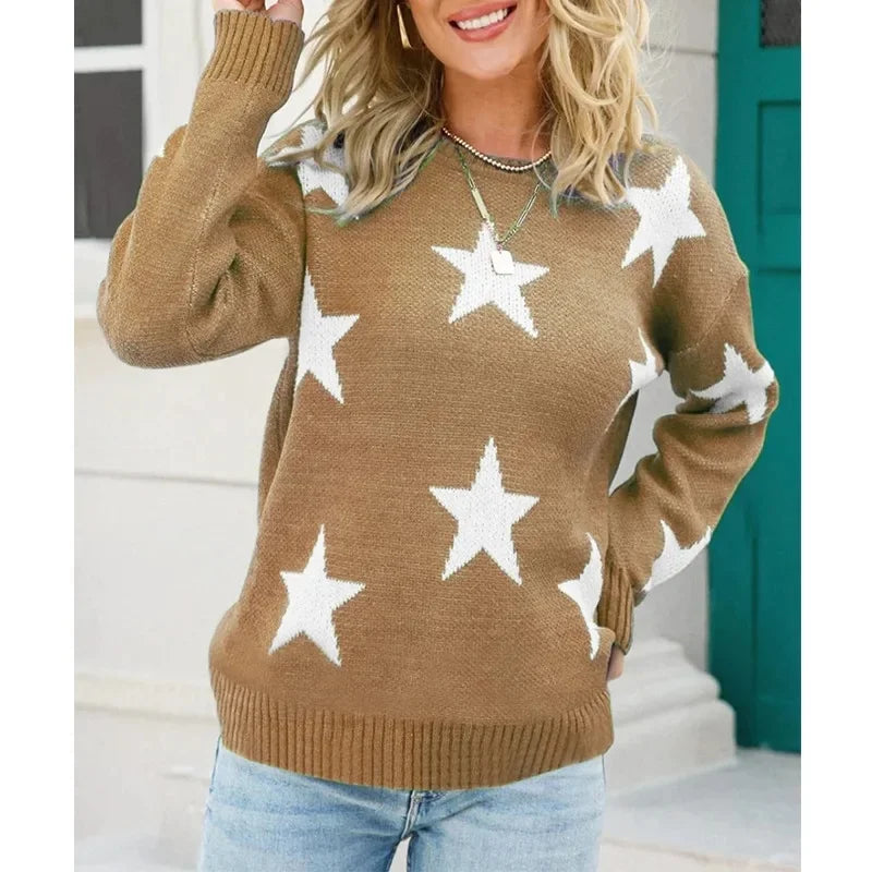 Women's Long Sleeve round Neck Knitted Sweater