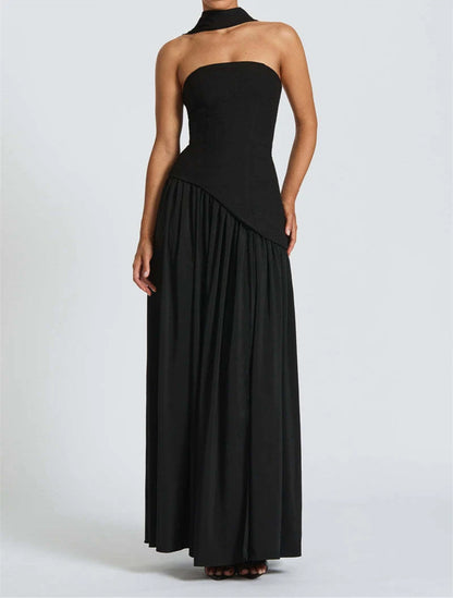Midnight Charm Strapless Party Dress
