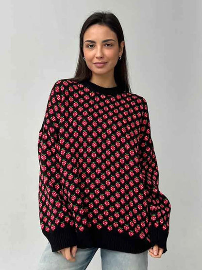 Cozy Strawberry Knit Sweater