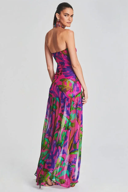 Romantic Glow Strapless Slit Dress