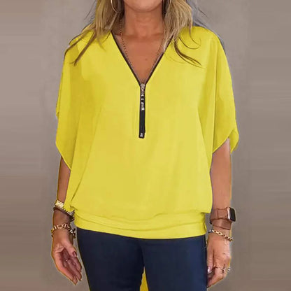 White Chiffon Batwing Sleeve Blouse