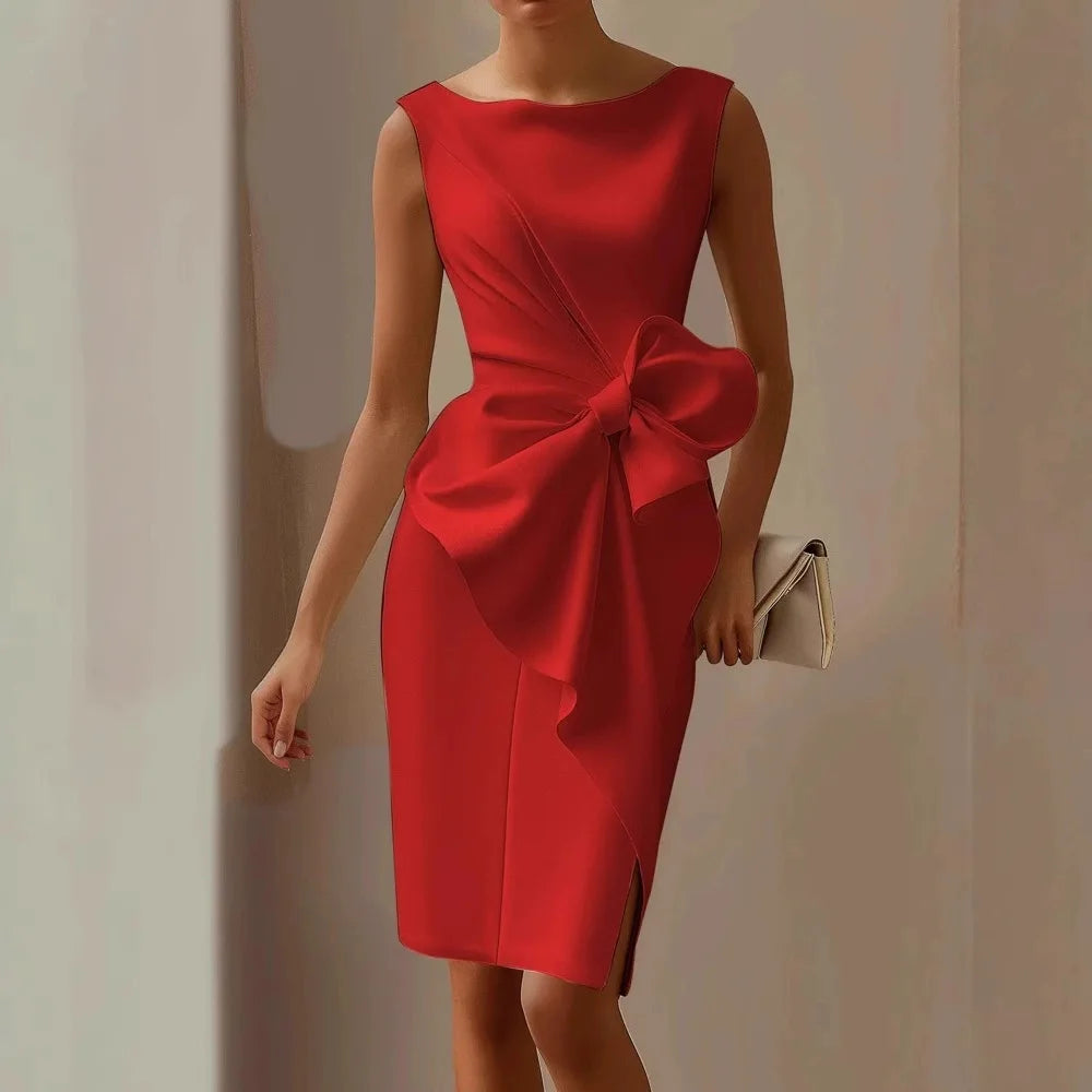 Elegant Hollow Waist Midi Dress