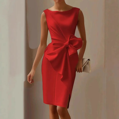 Elegant Hollow Waist Midi Dress