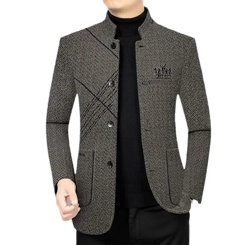 Men’s Woolen Overcoat – Casual Thickened Winter Jacket