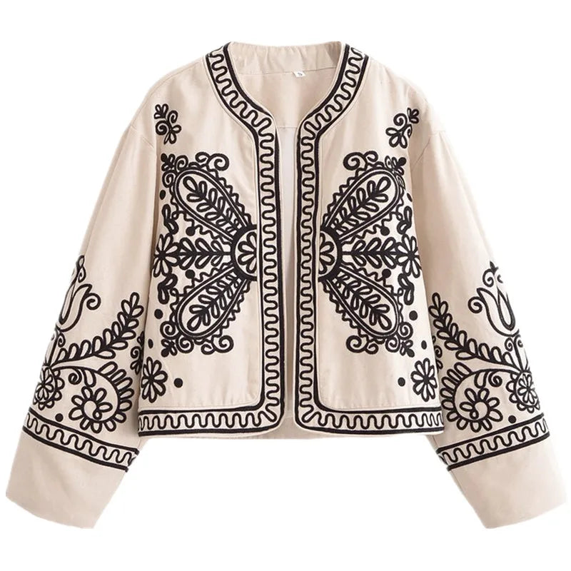 Retro Embroidered Long Sleeve Jacket