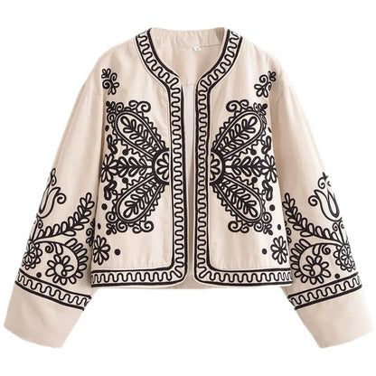 Retro Embroidered Long Sleeve Jacket