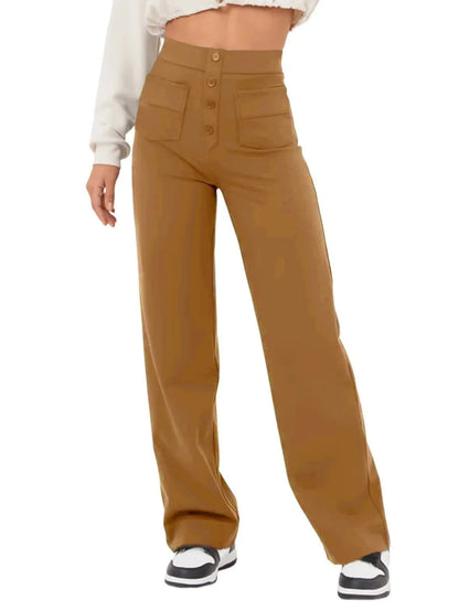 Buttoned Straight-Leg Cargo Pants