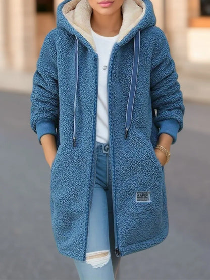 Mid-Length Zipper Jacket with Embroidered Lettering