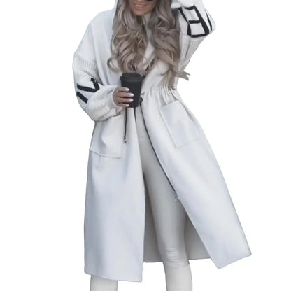 Cozy Script Knit Sleeve Hooded Coat