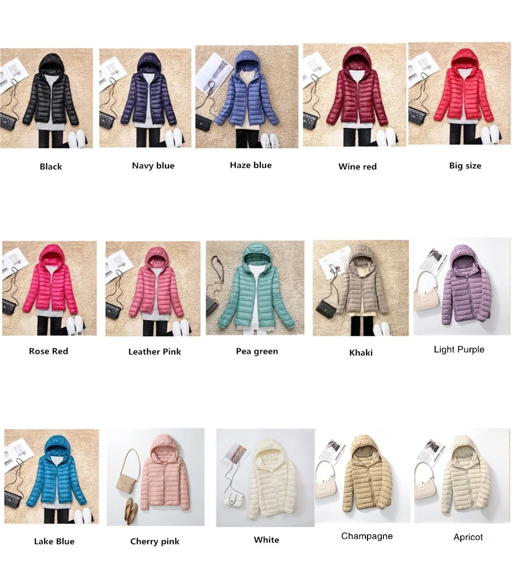 Women's Lightweight Hooded Duck Down Puffer Jacket