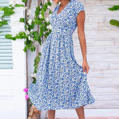 Bloom Grace V Neck Midi Dress