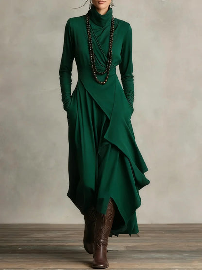 Vintage Turtleneck Pocket Mini Dress