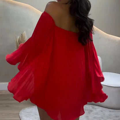 Glimmer Drape One Shoulder Shorts Set