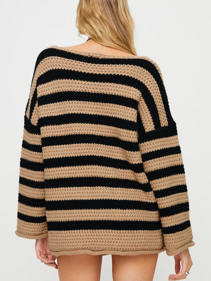 Stripe Haven Loose Knit Sweater