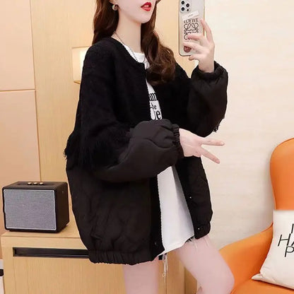 TasselEase Spliced Knit Winter Cardigan