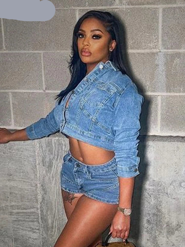 Indie Bloom Denim Crop Set