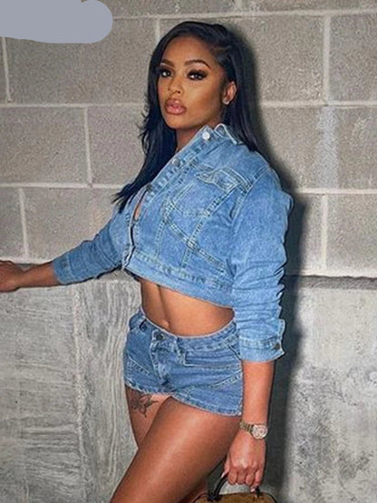 Indie Bloom Denim Crop Set
