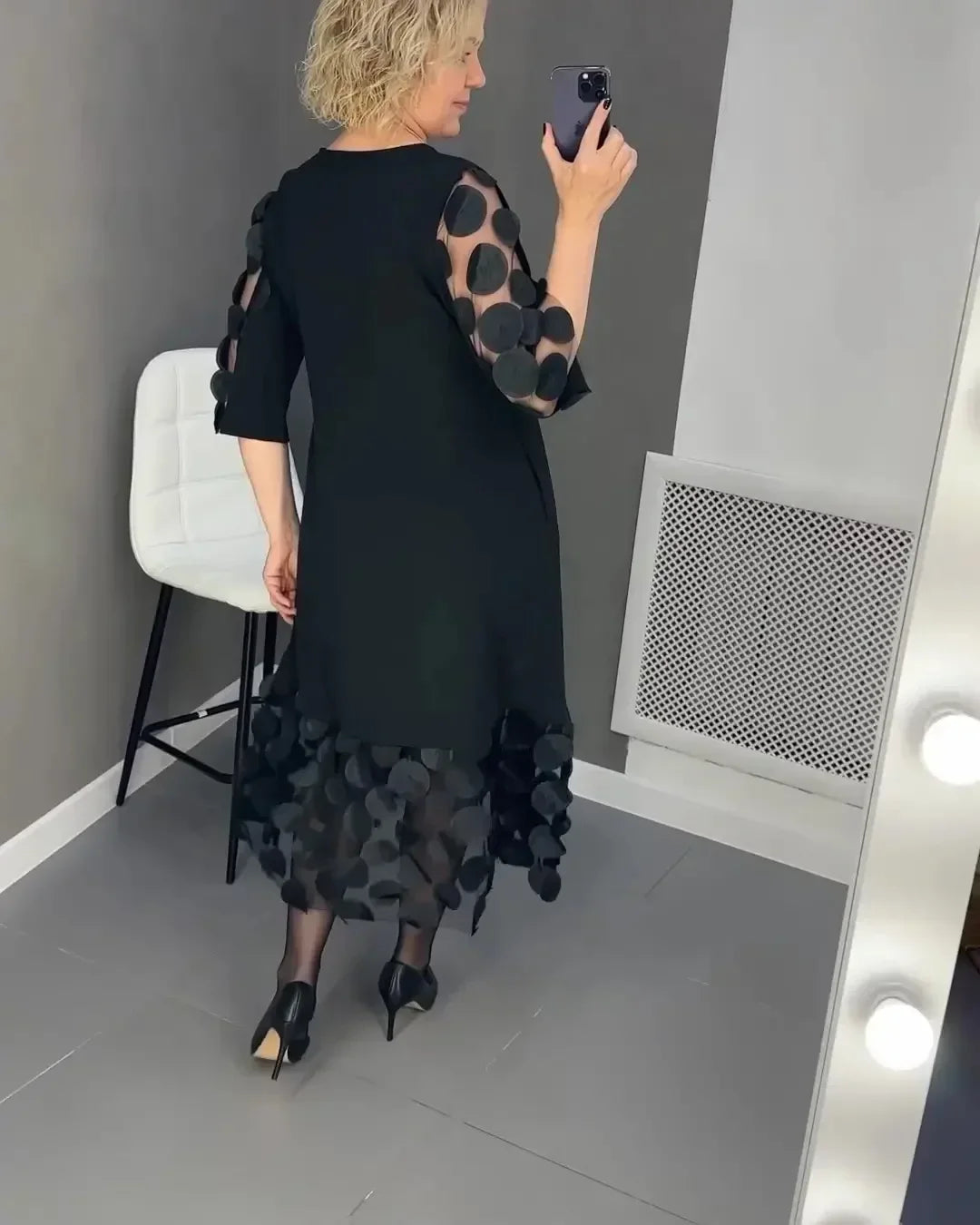 Elegant Plus-Size Bell Sleeve Dress