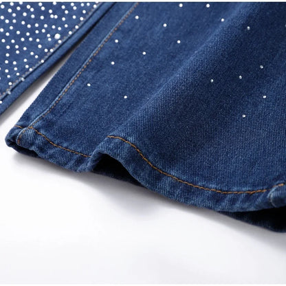 Spark Denim Rhinestone Straight Jeans