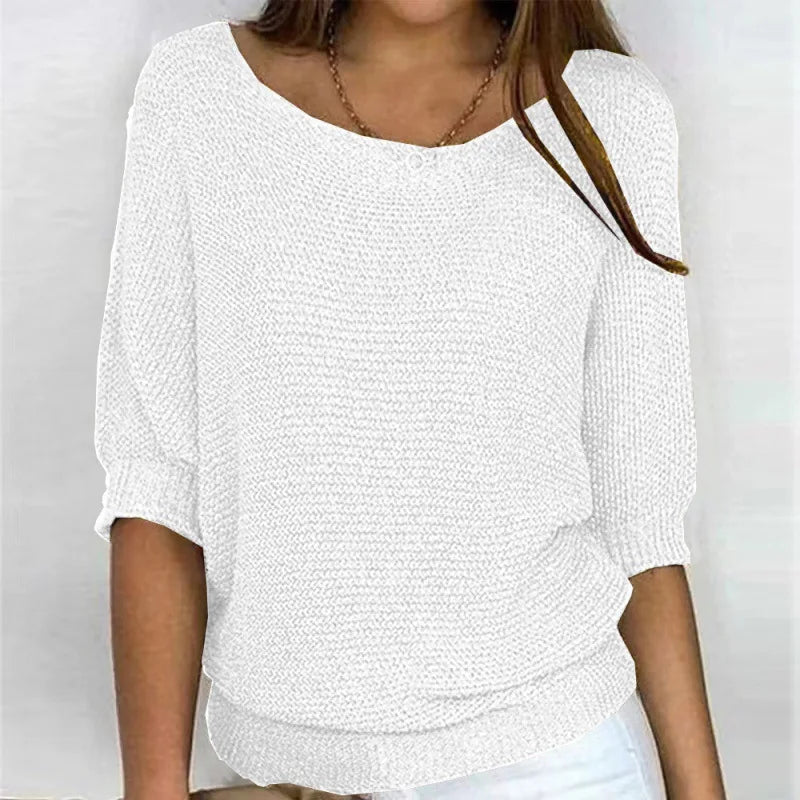 Elegant Spliced Knit Sweater for Women
